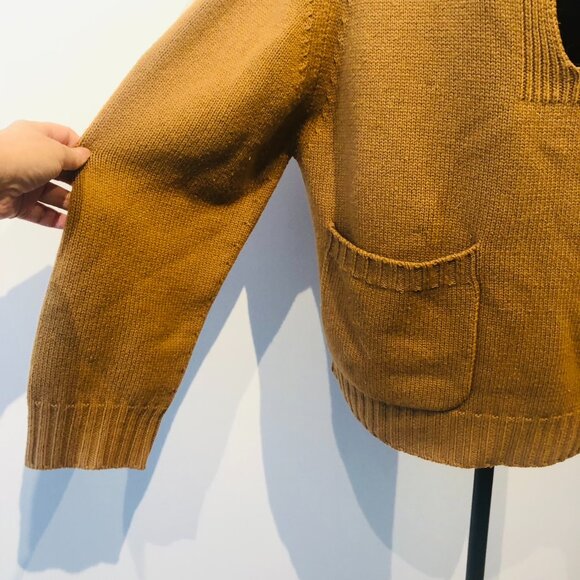 Celine Paris Open Collar Cotton Sweater in Camel Size S - Picture 8 of 15